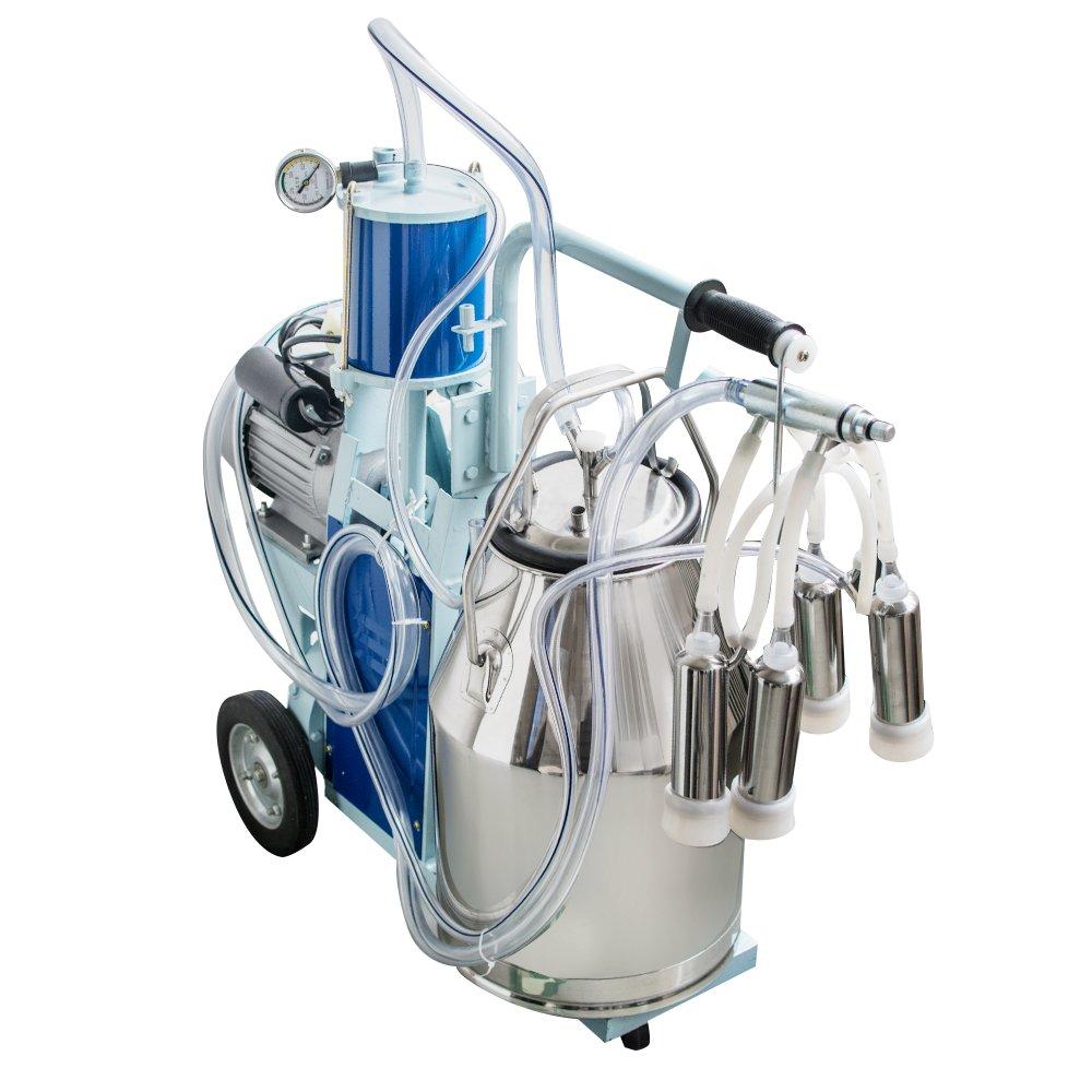 enshey electric milking machine 25l 550w argricultural portable stainless steel farm ewe milking milker 1440rmp/min single bucket piston tank container barrel set kit for cows cattle or sheep
