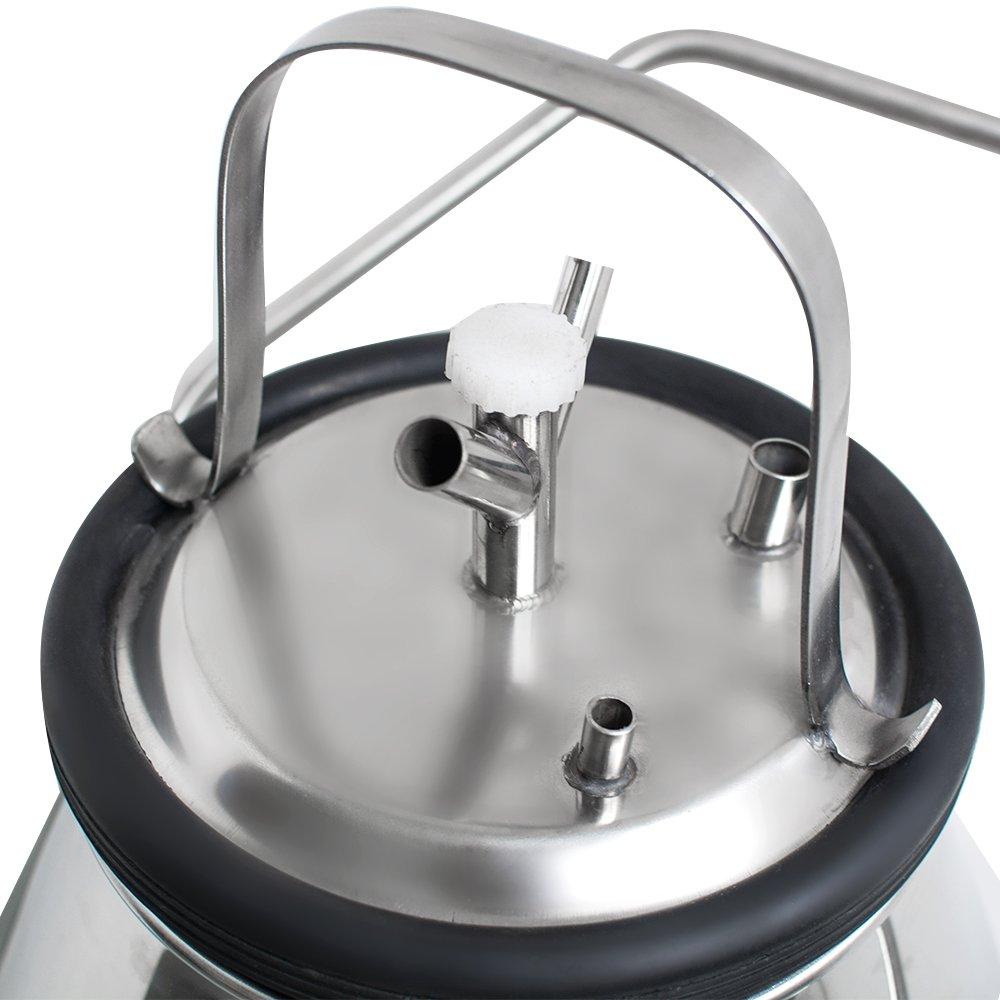 enshey electric milking machine 25l 550w argricultural portable stainless steel farm ewe milking milker 1440rmp/min single bucket piston tank container barrel set kit for cows cattle or sheep