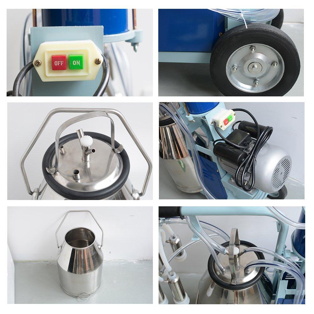 enshey electric milking machine 25l 550w argricultural portable stainless steel farm ewe milking milker 1440rmp/min single bucket piston tank container barrel set kit for cows cattle or sheep