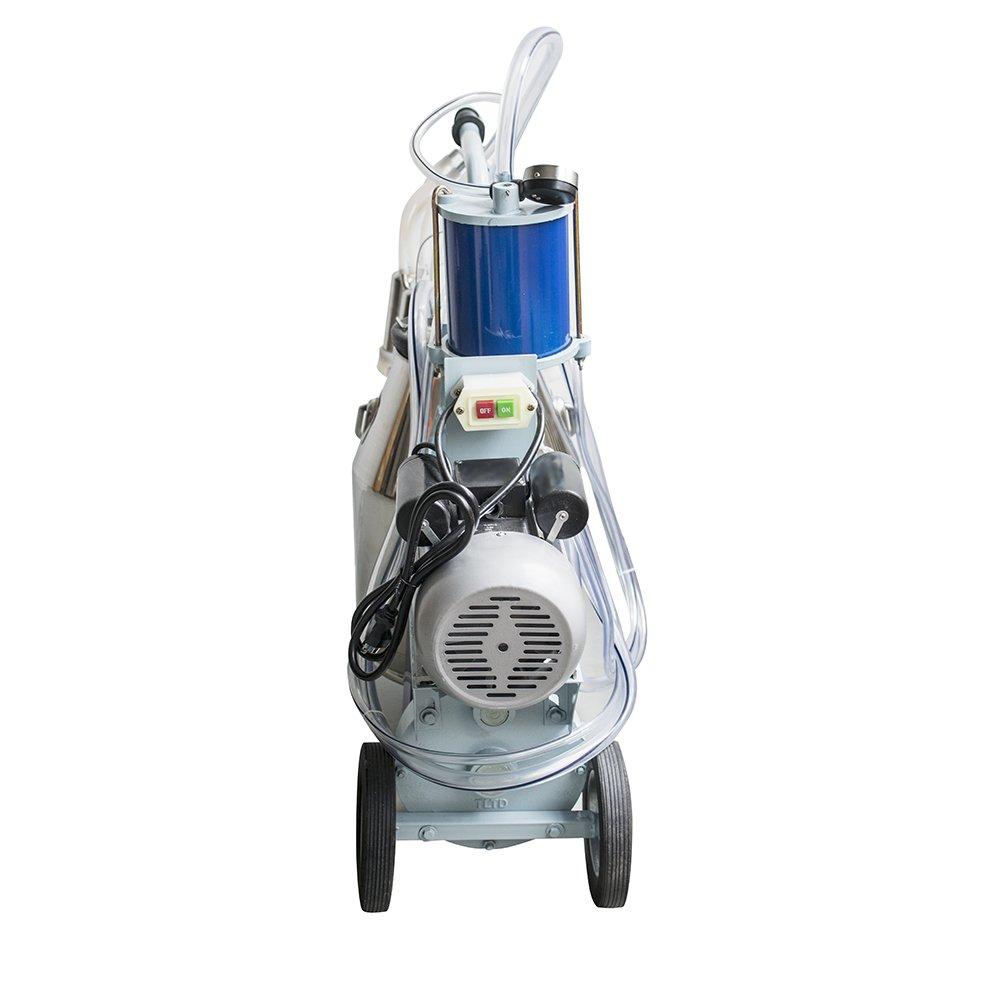 enshey electric milking machine 25l 550w argricultural portable stainless steel farm ewe milking milker 1440rmp/min single bucket piston tank container barrel set kit for cows cattle or sheep
