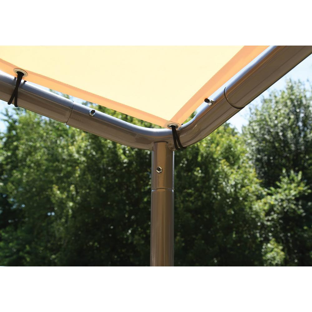 Pacifica 10 ft. W x 10 ft. L 2 in. Patio Canopy/Sun Shelter with Carbon Steel Frame and Marzipan Tan Cover