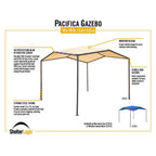 Pacifica 10 ft. W x 10 ft. L 2 in. Patio Canopy/Sun Shelter with Carbon Steel Frame and Marzipan Tan Cover
