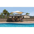 Pacifica 10 ft. W x 10 ft. L 2 in. Patio Canopy/Sun Shelter with Carbon Steel Frame and Marzipan Tan Cover