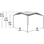 Pacifica 10 ft. W x 10 ft. L 2 in. Patio Canopy/Sun Shelter with Carbon Steel Frame and Marzipan Tan Cover