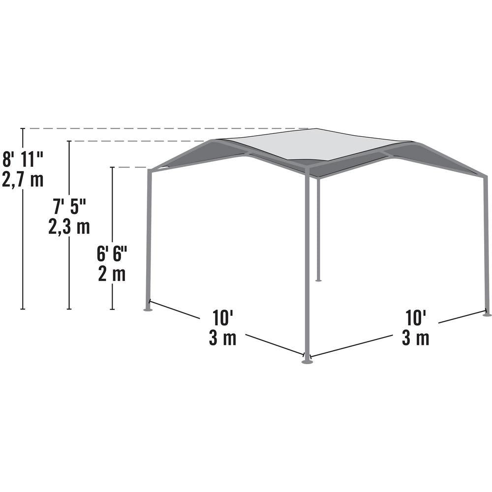 Pacifica 10 ft. W x 10 ft. L 2 in. Patio Canopy/Sun Shelter with Carbon Steel Frame and Marzipan Tan Cover