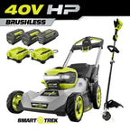 RYOBI Mower and String Trimmer 40V 21 in Walk Behind Dual-Blade Batteries