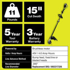 RYOBI Mower and String Trimmer 40V 21 in Walk Behind Dual-Blade Batteries