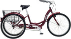 Schwinn Meridian Adult Tricycle, Three Wheel Cruiser Bike, 24 - 26-Inch Trike Wheels, Cargo Basket, Adjustable Handlebars, Multiple Colors