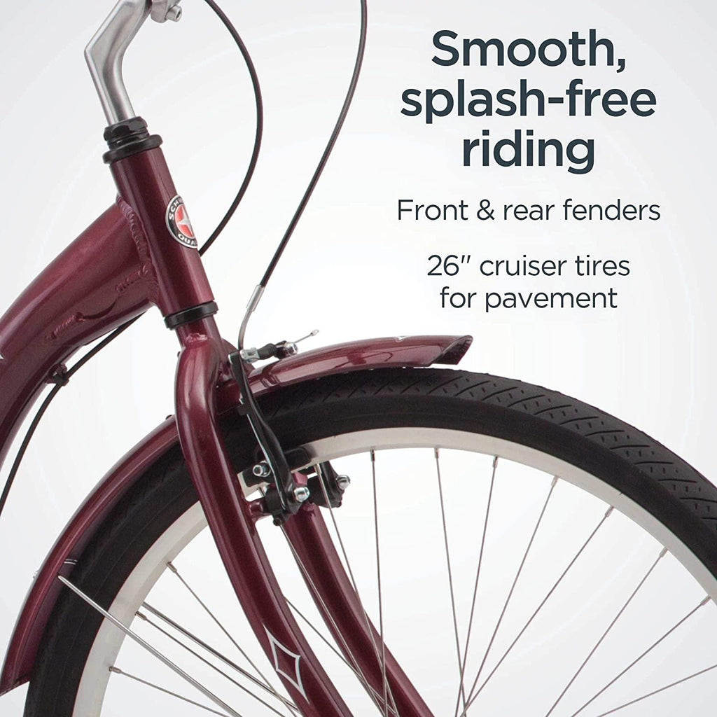 Schwinn Meridian Adult Tricycle, Three Wheel Cruiser Bike, 24 - 26-Inch Trike Wheels, Cargo Basket, Adjustable Handlebars, Multiple Colors