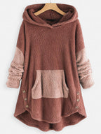 Contrast Stitching Double-sided Plush Casual Hoodie