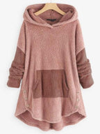 Contrast Stitching Double-sided Plush Casual Hoodie