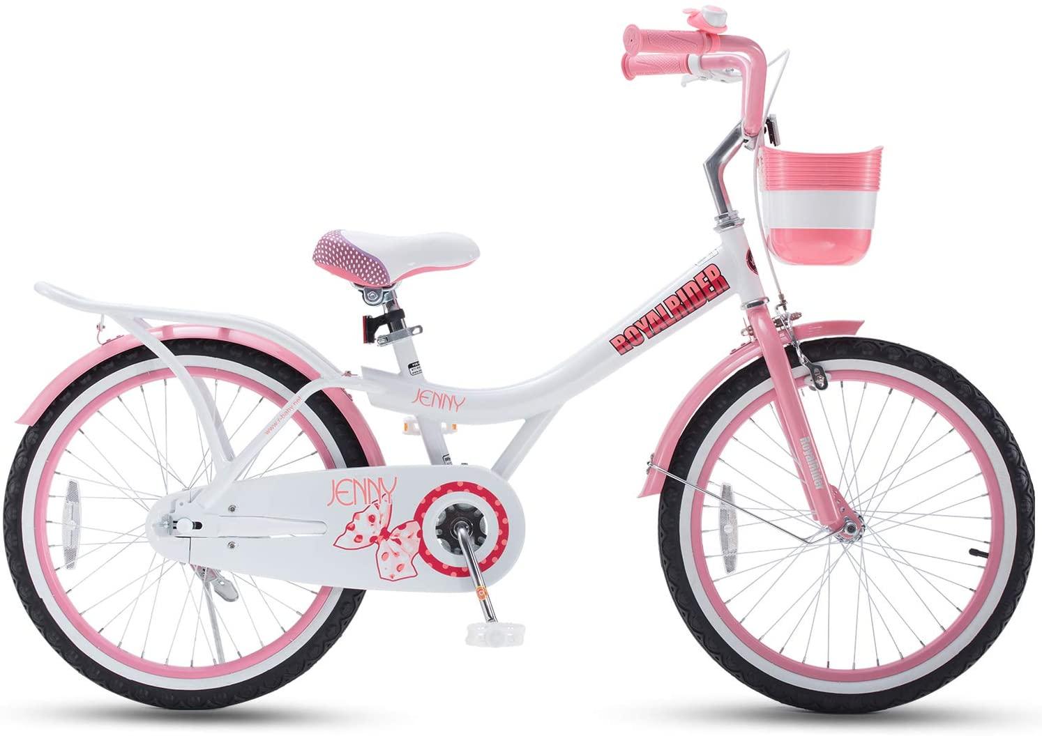 Royalbaby Jenny Girls Kids Bike 20 Inch Childrens Beginner Bicycles with Training Wheels Basket Pink