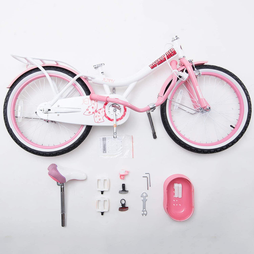 Royalbaby Jenny Girls Kids Bike 20 Inch Childrens Beginner Bicycles with Training Wheels Basket Pink