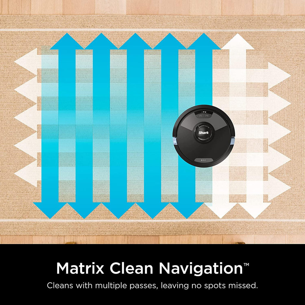 Shark AI Ultra 2in1 Robot Vacuum &amp; Mop with Sonic Mopping, Matrix Clean, Home Mapping, HEPA Bagless Self Empty Base, CleanEdge Technology, for Pet Hair, Wifi, Works with Alexa, Black/Silver (RV2610WA)