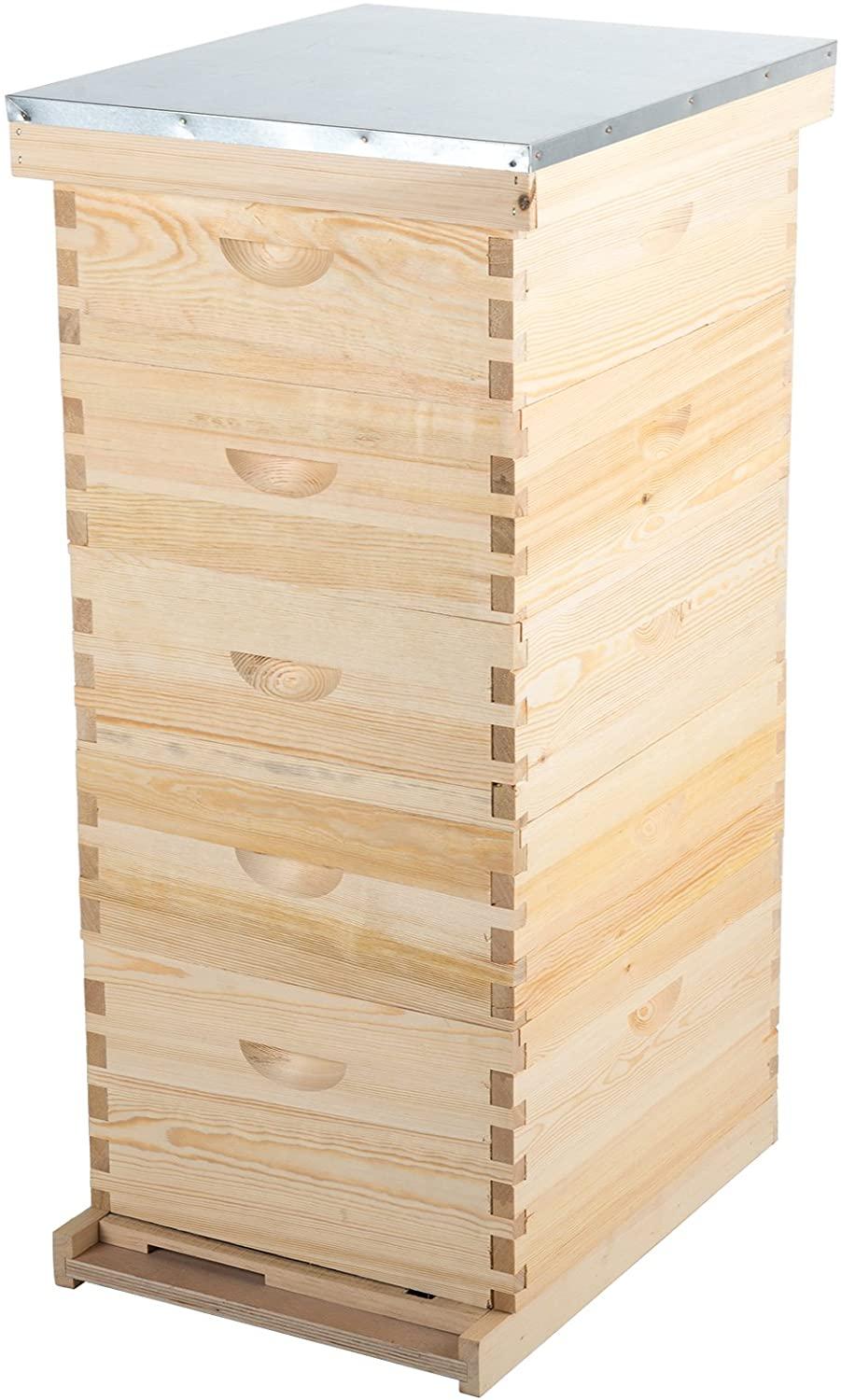 letra 5 layer bee hive for garden, bees house beekeeping box for beginner, beekeeping supplies equipment for beekeeper starter, solid wood honey bee hives kit (no frames)
