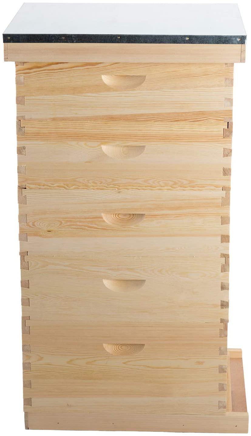 letra 5 layer bee hive for garden, bees house beekeeping box for beginner, beekeeping supplies equipment for beekeeper starter, solid wood honey bee hives kit (no frames)