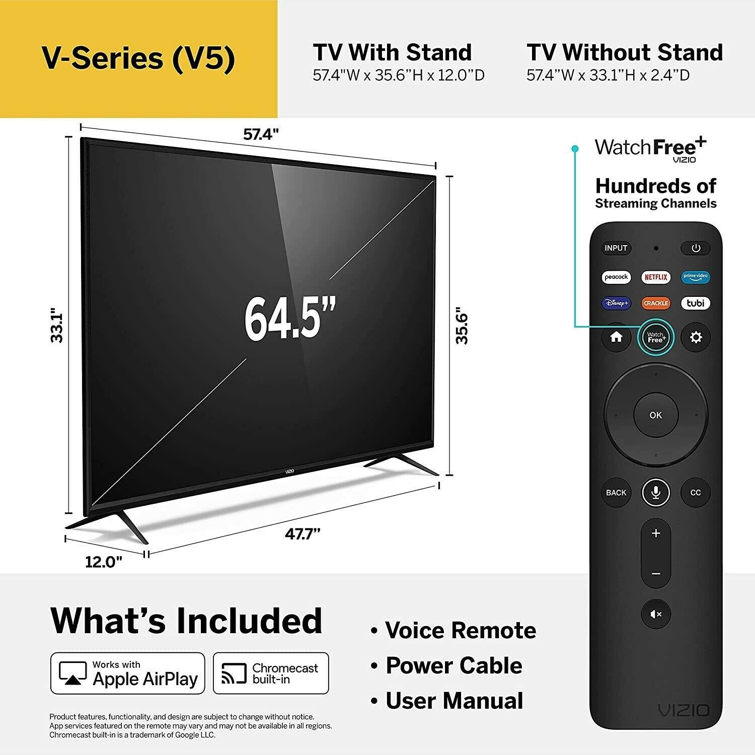 vizio 65-inch v-series 4k uhd led hdr smart tv