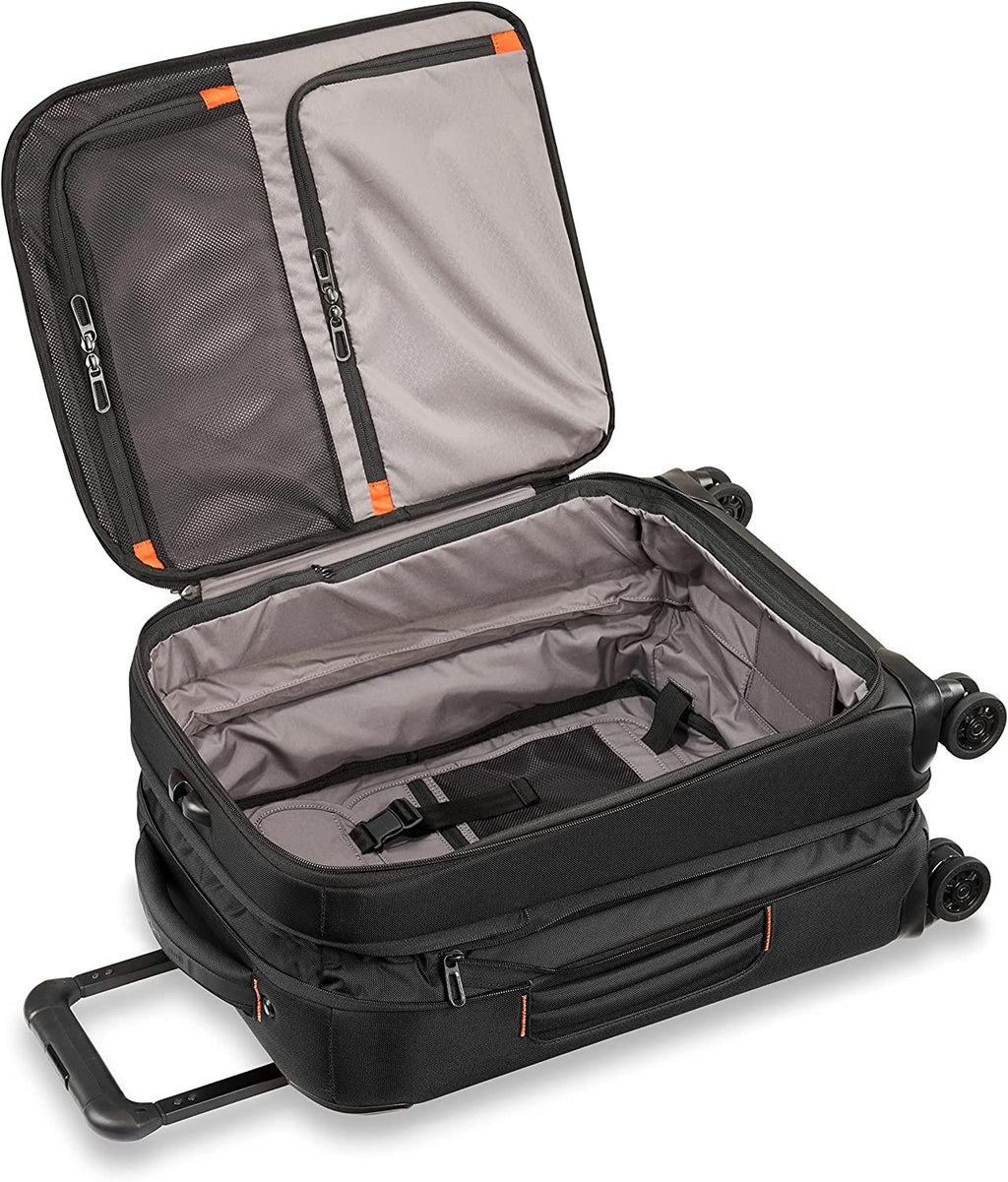 ZDX-Expandable Luggage with 4 Spinner Wheels, Black, Carry-On 21 Inch