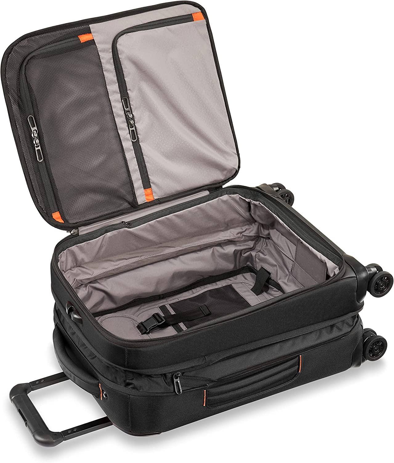 ZDX-Expandable Luggage with 4 Spinner Wheels, Black, Carry-On 21 Inch