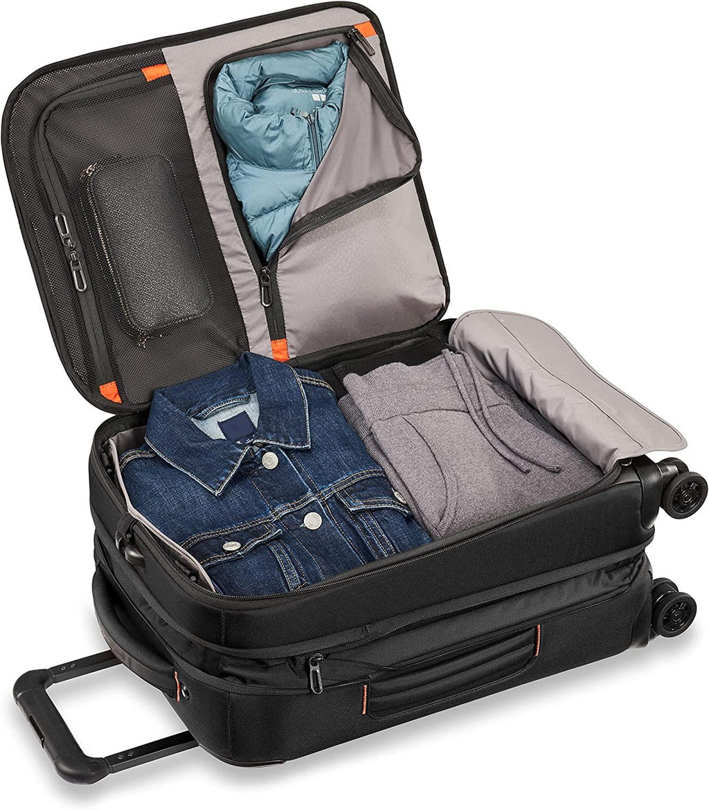 ZDX-Expandable Luggage with 4 Spinner Wheels, Black, Carry-On 21 Inch