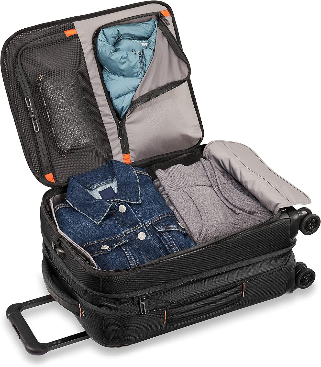 ZDX-Expandable Luggage with 4 Spinner Wheels, Black, Carry-On 21 Inch