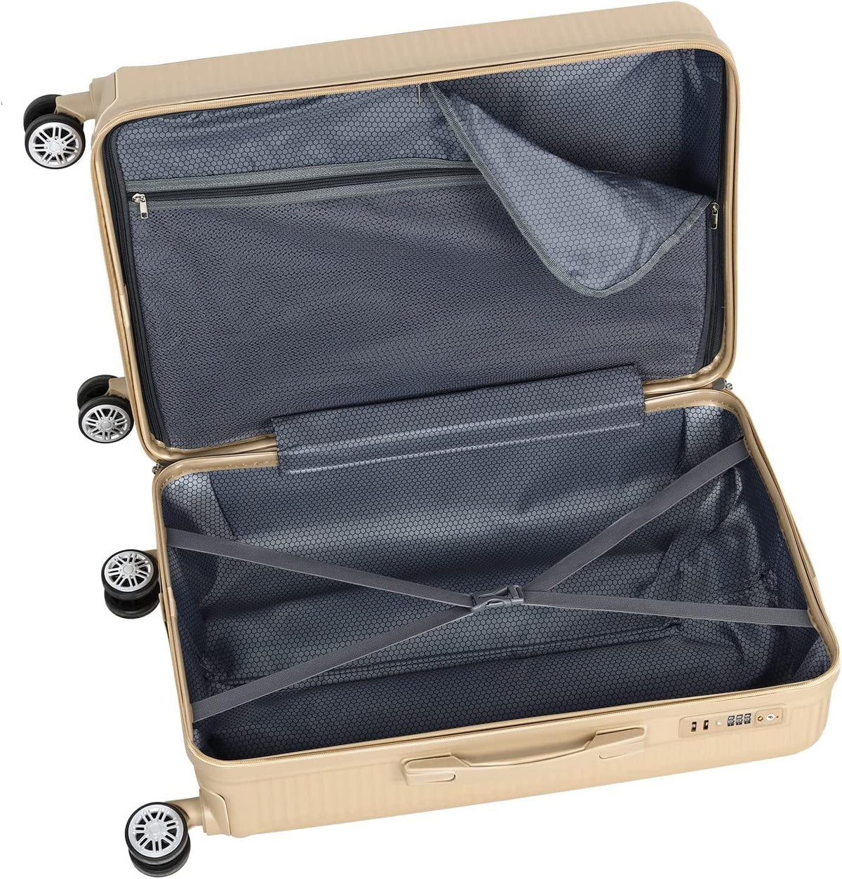 Luggage Sets with TSA Approved, Lightweight Hard Shell Travel Large Rolling Checked Suitcases with Spinner Wheels (20/24/28), Champagne