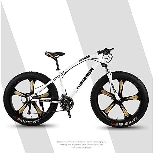 CHICAI Mountain Bike 26-inch Beach Snow Fat Bike Mountain Cross-Country Steel Ultra-Wide Tire Sports Bike Adult 21-30speed Low-Speed Racing Student Bike High-Carbon (Size : 24-Speed)