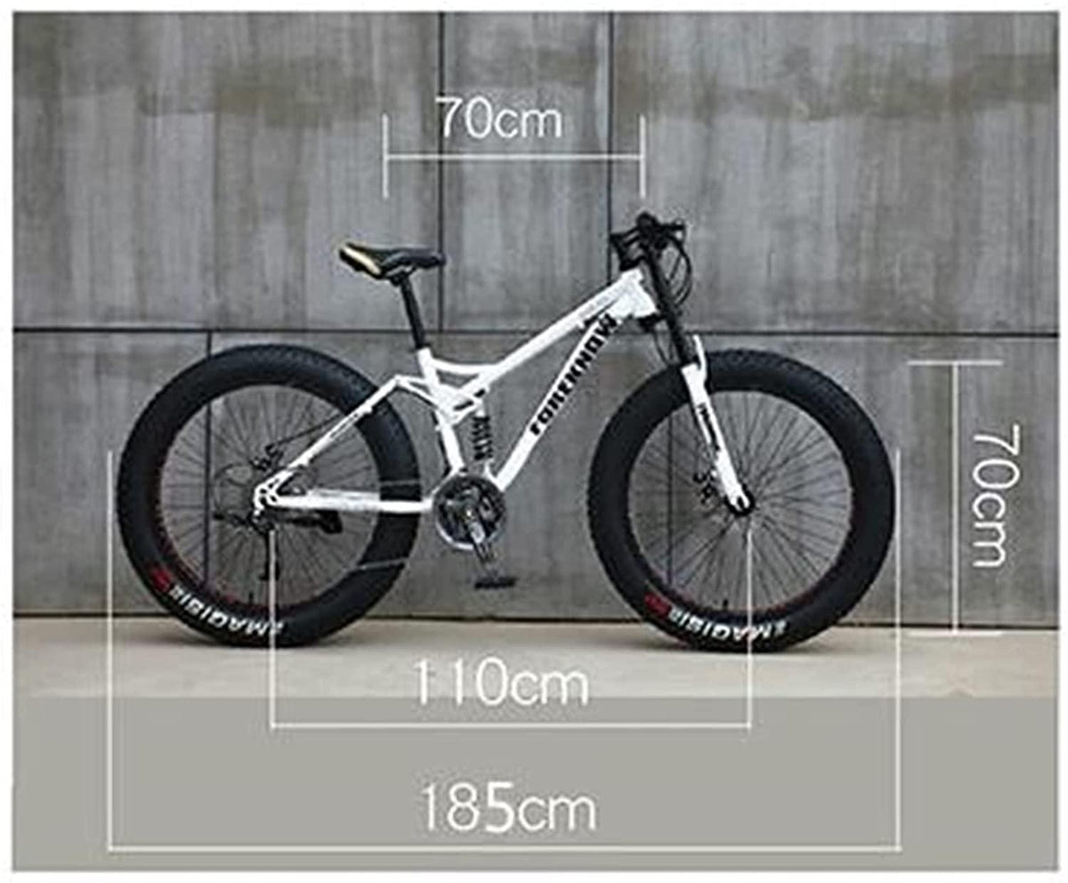 CHICAI High-Carbon Beach Snow Fat Bike Mountain Cross-Country Steel Ultra-Wide Tire Sports Bike 21-30speed Low-Speed Racing Student Bike Adult 26-inch (Size : 24-Speed)