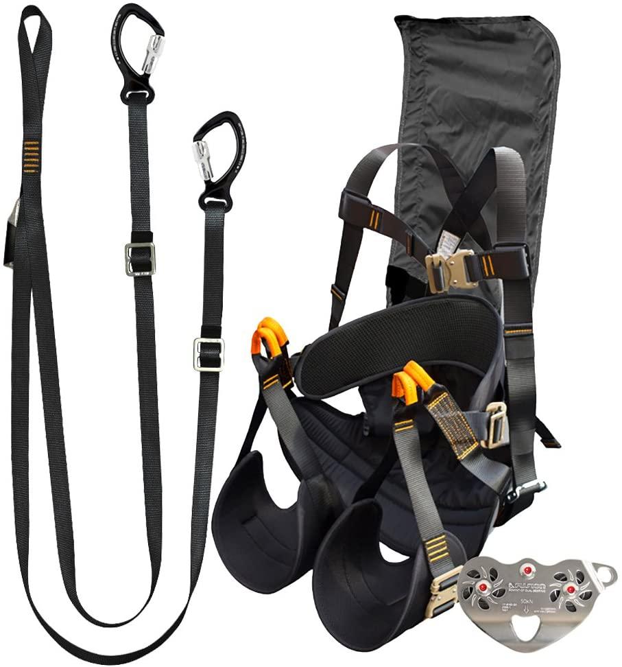 Fusion Climb Pro Backyard Zip Line Kit Harness Lanyard Trolley Bundle FK-A-HLT-30