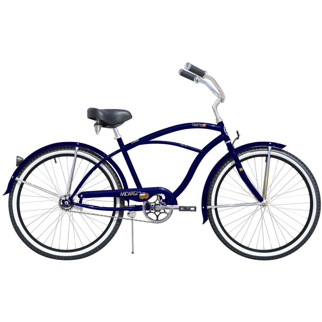 Micargi TAHITI-M-DBL 26 in. Tahiti Mens Beach Cruiser Bicycle, Dark Blue &amp; Black