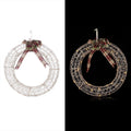 Hanging Christmas Wreath Decoration with Warm White LED Lights, Gold