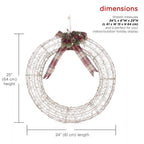 Hanging Christmas Wreath Decoration with Warm White LED Lights, Gold