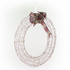 Hanging Christmas Wreath Decoration with Warm White LED Lights, Gold