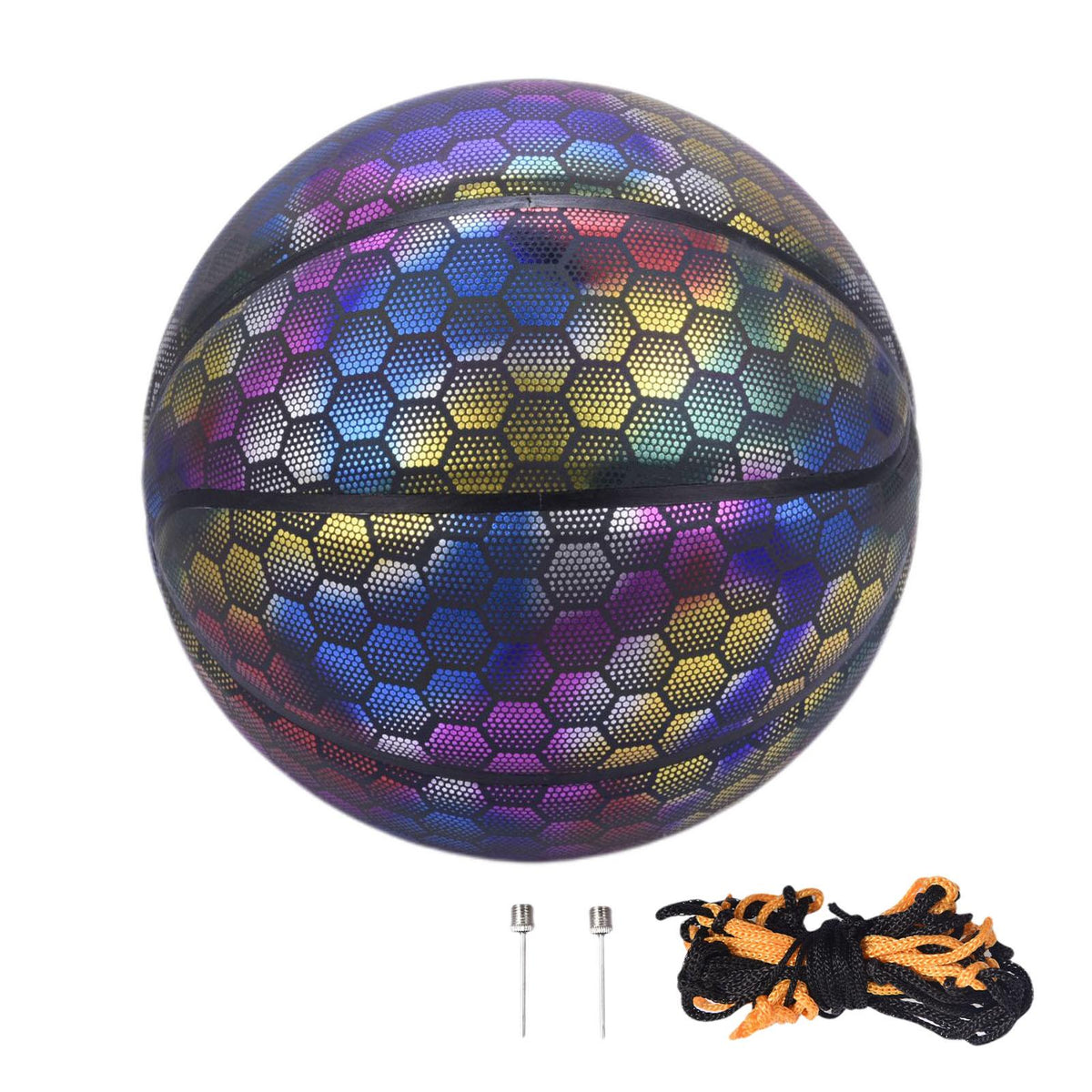 Famure Training Ball|Reflective Glowing Basketball Holographic Size 7 Sports Ball