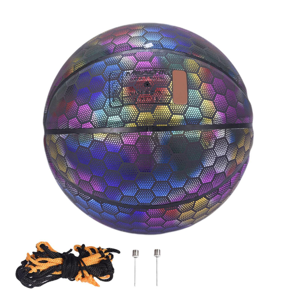 Famure Training Ball|Reflective Glowing Basketball Holographic Size 7 Sports Ball