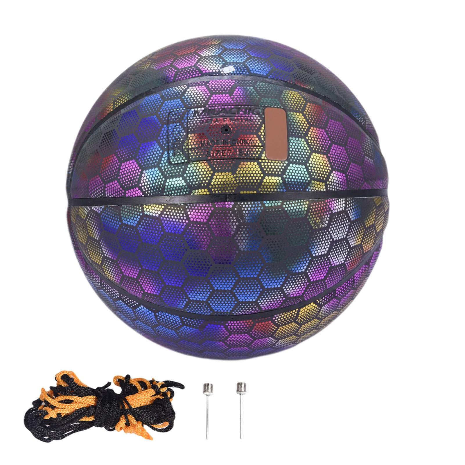Famure Training Ball|Reflective Glowing Basketball Holographic Size 7 Sports Ball