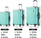 3 Piece Luggage Set clearance Hard sided Suitcase with Spinner Wheels Tsa Lock Lightweight,20 inch Carry on,24 inch,28 inch,for Women Travel (green)