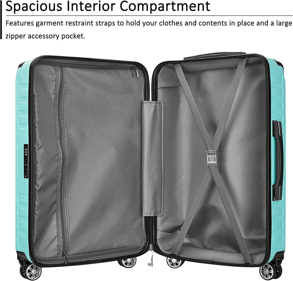 3 Piece Luggage Set clearance Hard sided Suitcase with Spinner Wheels Tsa Lock Lightweight,20 inch Carry on,24 inch,28 inch,for Women Travel (green)