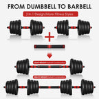 MOVTOTOP 2-in-1 Adjustable Dumbbell Set Barbell Exercise Fitness Equipment Sport Supplies for Building Body Losing Weight