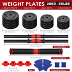 MOVTOTOP 2-in-1 Adjustable Dumbbell Set Barbell Exercise Fitness Equipment Sport Supplies for Building Body Losing Weight