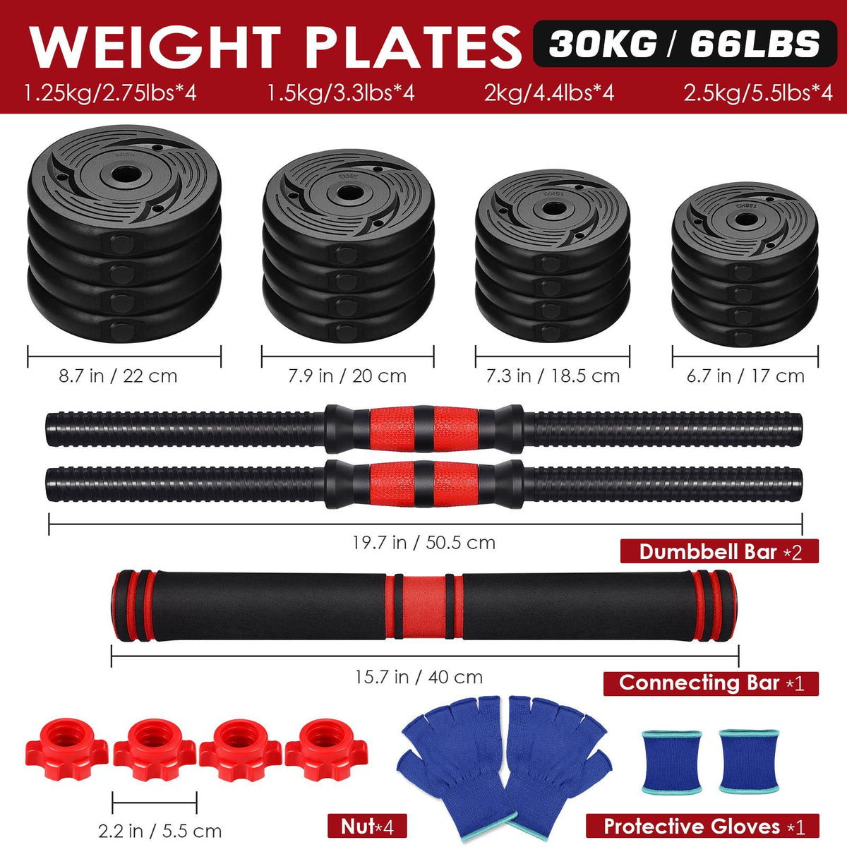 MOVTOTOP 2-in-1 Adjustable Dumbbell Set Barbell Exercise Fitness Equipment Sport Supplies for Building Body Losing Weight