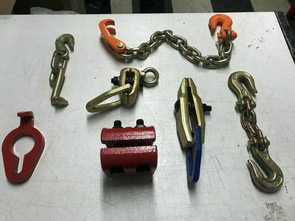 SET#19 AUTO BODY FRAME MACHINE HEAVY DUTY 7 PIECES TOOL AND CLAMP DOUBLE HOOK