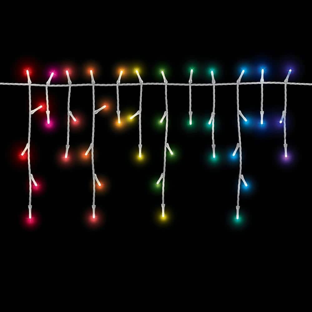 Black Metal Rotating Artificial Christmas Tree Stand with Twinkly App Controlled RGB Lights
