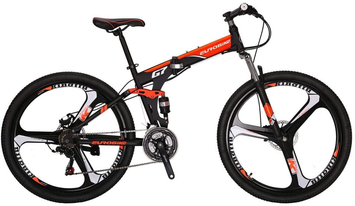 Eurobike Mountain Bike G7 21 Speed Folding Bike Dual Disc Brake 27.5 Inches Wheel Dual Suspension Bicycle