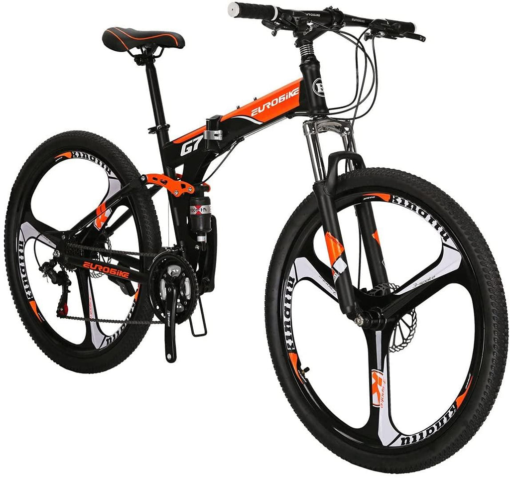 Eurobike Mountain Bike G7 21 Speed Folding Bike Dual Disc Brake 27.5 Inches Wheel Dual Suspension Bicycle