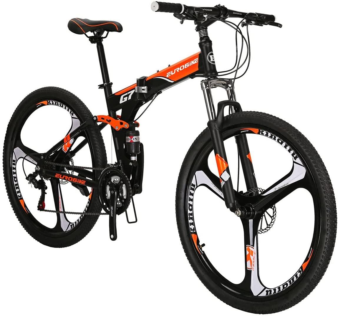 Eurobike Mountain Bike G7 21 Speed Folding Bike Dual Disc Brake 27.5 Inches Wheel Dual Suspension Bicycle