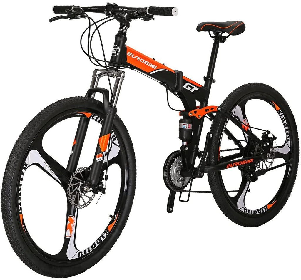 Eurobike Mountain Bike G7 21 Speed Folding Bike Dual Disc Brake 27.5 Inches Wheel Dual Suspension Bicycle