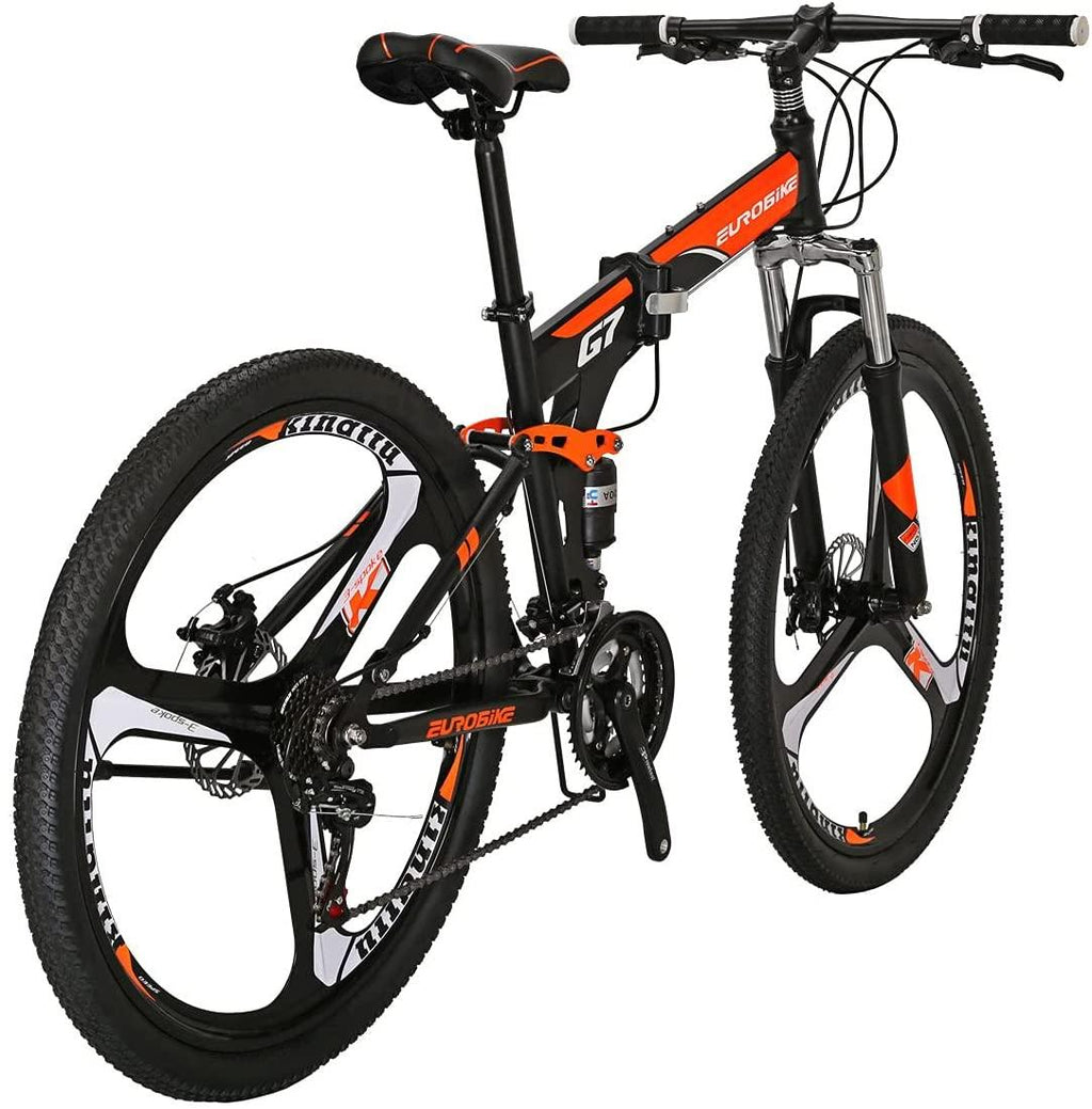 Eurobike Mountain Bike G7 21 Speed Folding Bike Dual Disc Brake 27.5 Inches Wheel Dual Suspension Bicycle