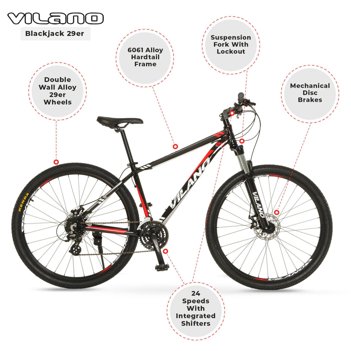 Vilano Blackjack 3.0 29er Mountain Bicycle MTB with 29 In., Wheels
