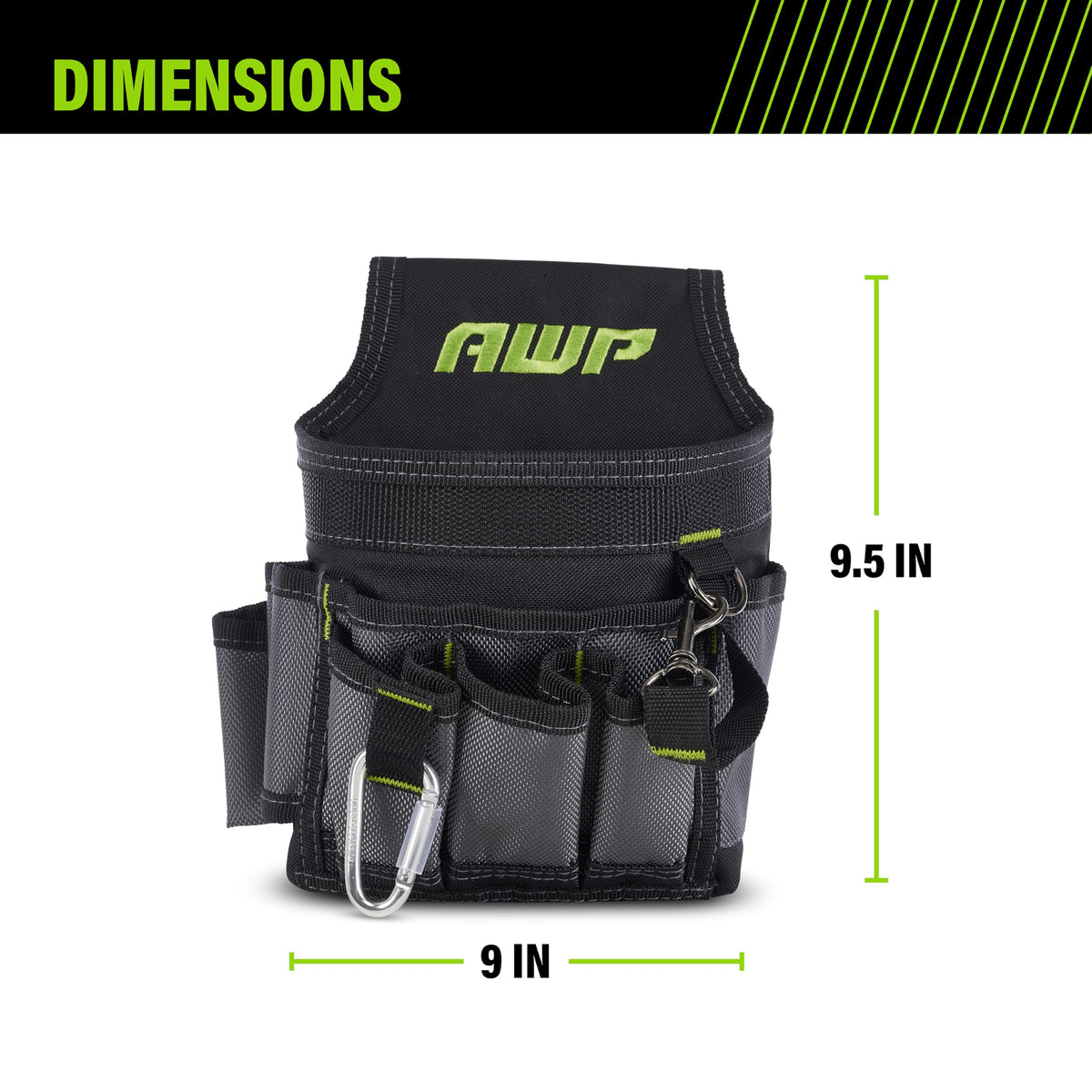 Ballistic Nylon Mini Tool Pouch Multi-Pocket Organizer for Electricians, Professional Tool Box for Efficient Organization, Black/Gray | 1L-23021-2